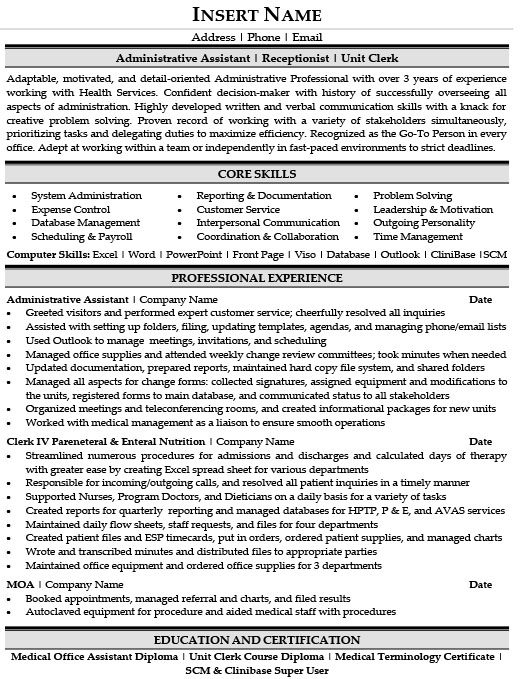 Administration Resume Templates, Samples & Examples | Resume Templates 101